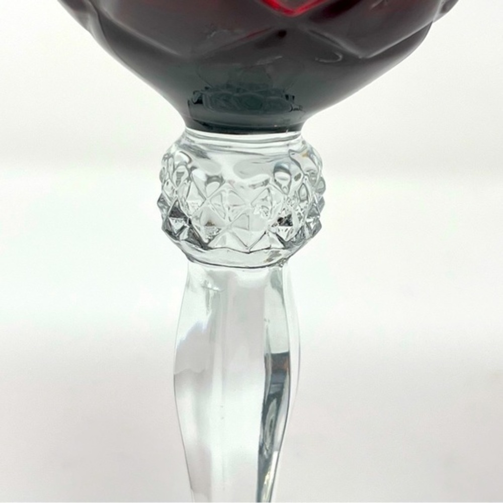 Vintage‎ Ruby Red Clear Lumiarc Cristal d’Arques French Water/Wine Goblet 8”Tall - Picture 5 of 9